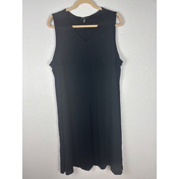 Eileen Fisher Womans Black Sleeveless Midi Dress Size 3X - Picture 2 of 5